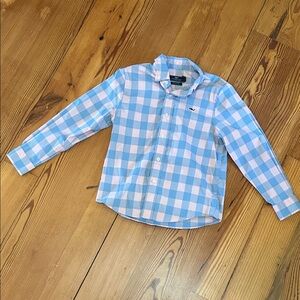 Vineyard Vines boy Blue and Pink Checkered Button-Up Shirt